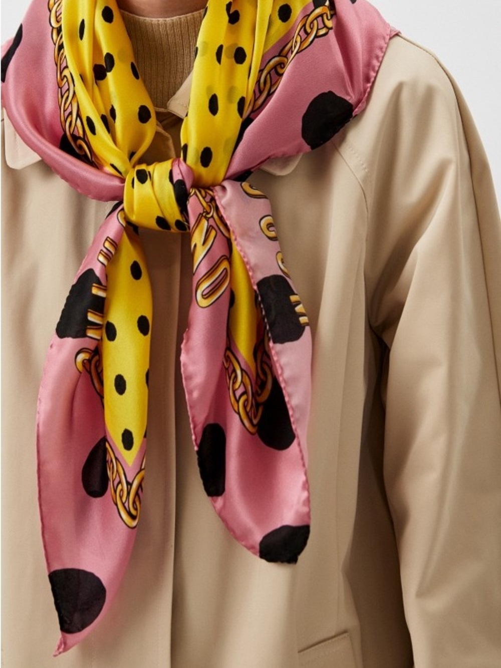 Silk Polka Dot Scarf in Pink & Yellow - Women Accessories